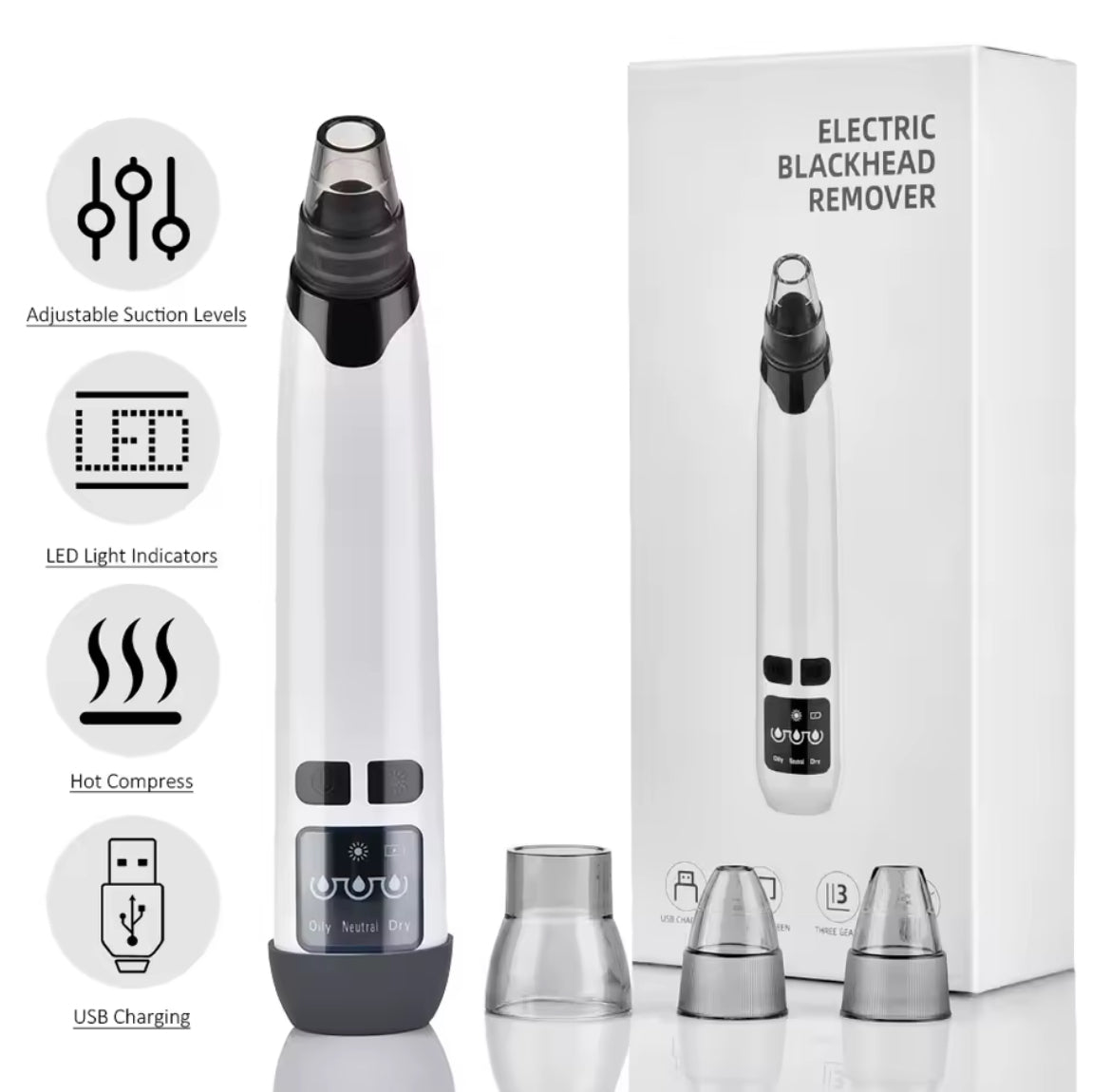 Blackhead remover vacuum cleaner set 3pc cleaning tool